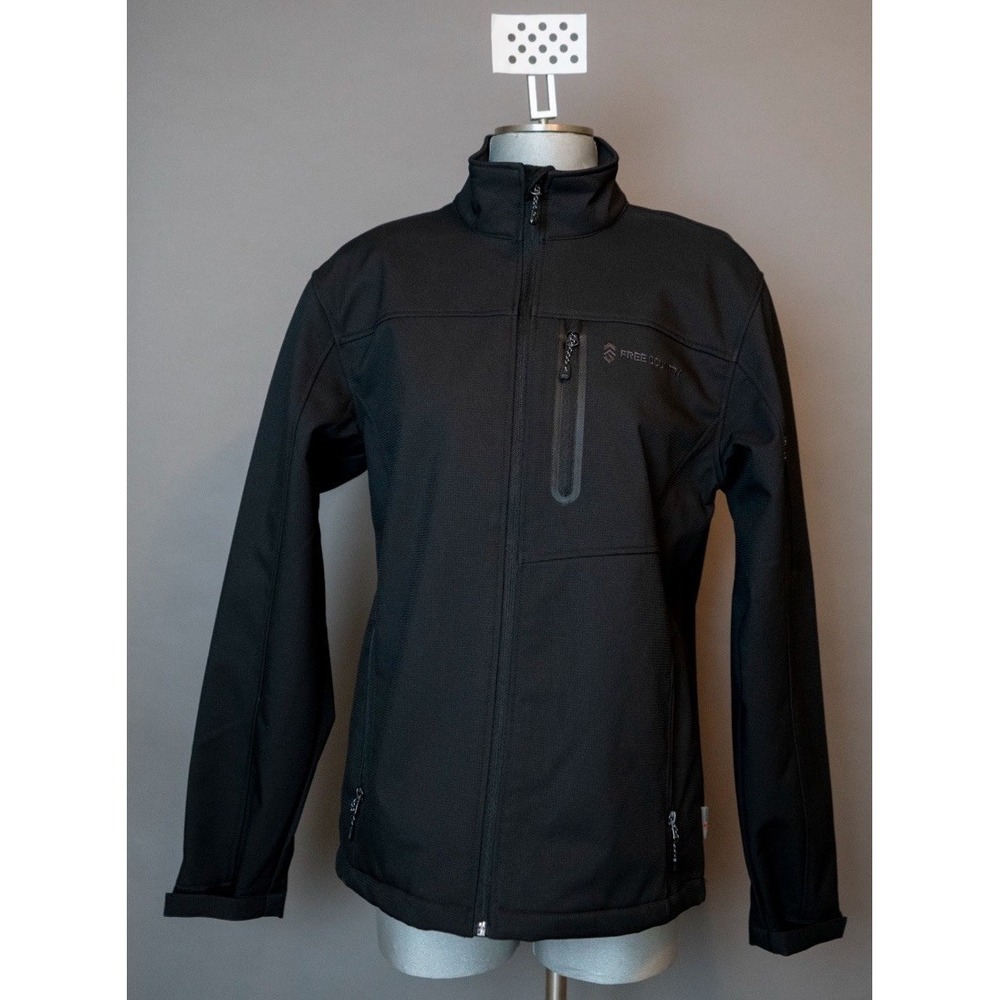 Free Country Mens Softshell Jacket Black Fleece Lined Water Resistant Medium